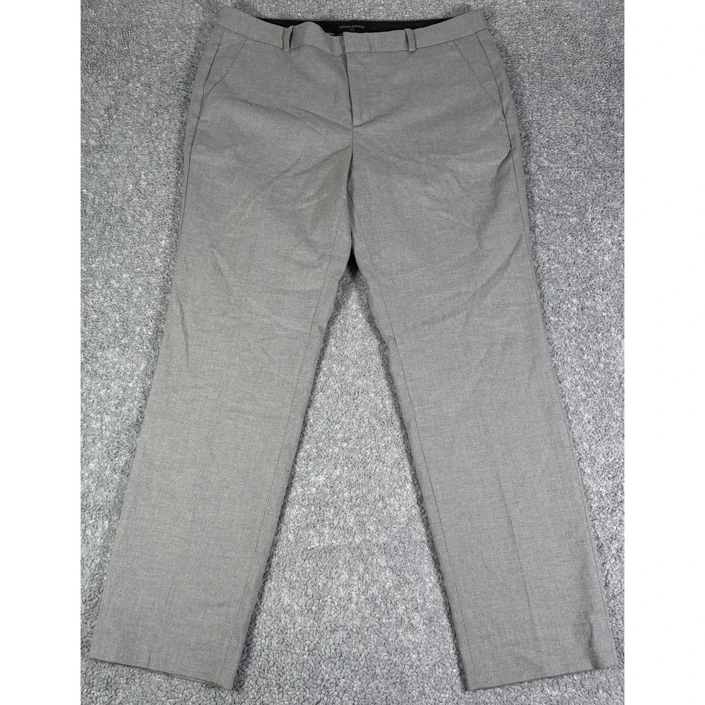 Banana Republic Ryan Fit Pants Women Size 14 Gray Straight Leg Career Workwear